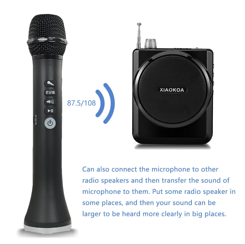 L-698 15W Wireless Karaoke Microphone Bluetooth Speaker 4000Mah 2In1 Handheld Sing&Recording KTV Player for Ios/Android