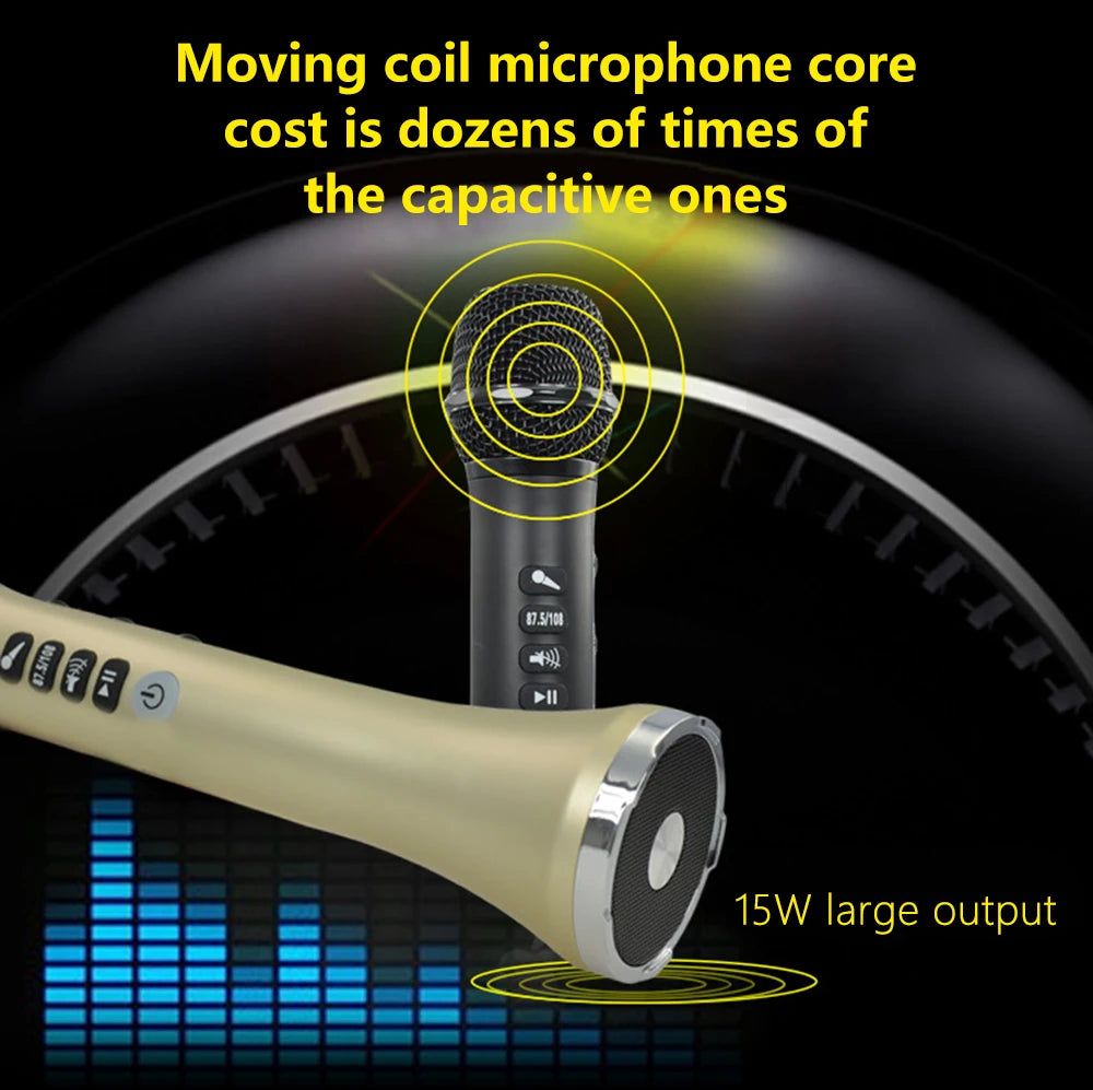 L-698 15W Wireless Karaoke Microphone Bluetooth Speaker 4000Mah 2In1 Handheld Sing&Recording KTV Player for Ios/Android