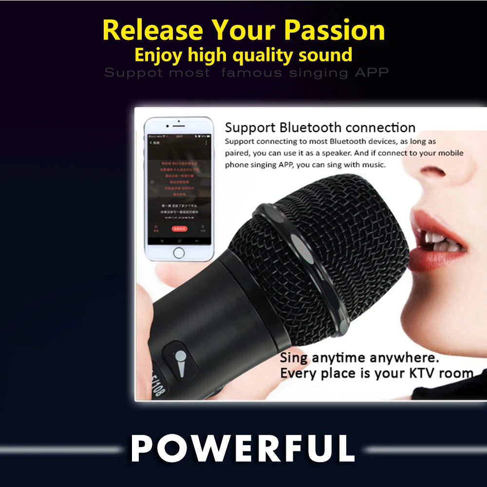 L-698 15W Wireless Karaoke Microphone Bluetooth Speaker 4000Mah 2In1 Handheld Sing&Recording KTV Player for Ios/Android